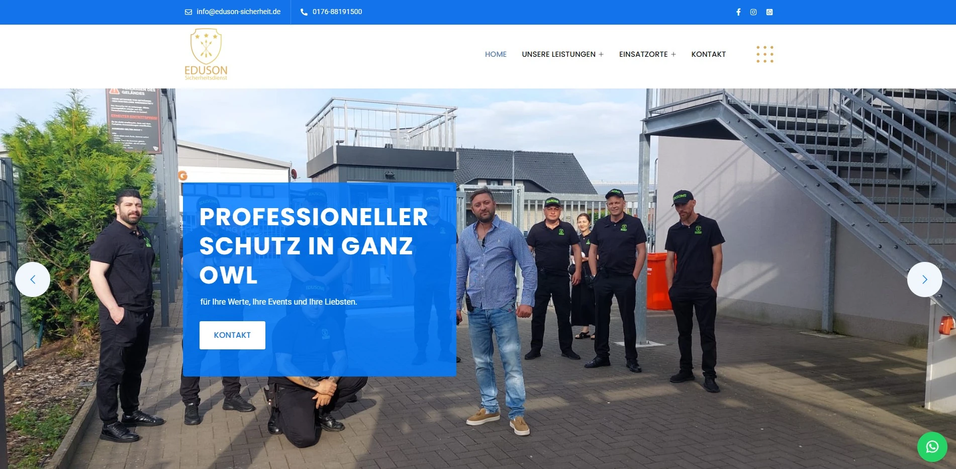 A screenshot of Eduson Sicherheit website