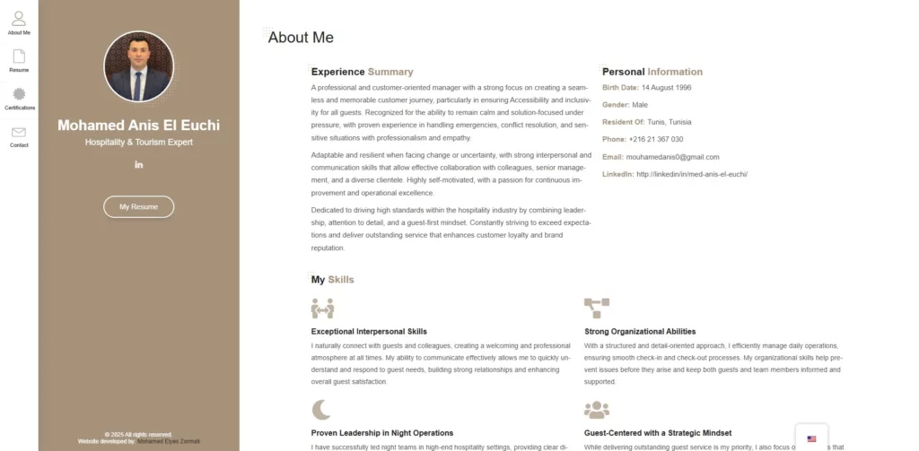 A screenshot of Mohamed Anis El Euhi website